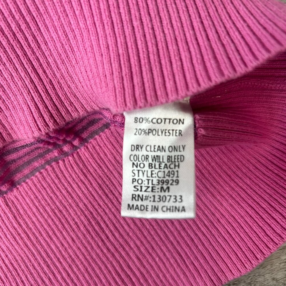 Umgee Pink Stripe Dolman Sleeve Lightweight Semi Sheer Sweater Size Medium K4 - Picture 3 of 6
